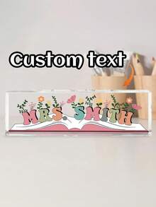 1pc Personalized Teacher Desk Sign, Teacher Acrylic Block Name Plate, Teachers Gifts Acrylic Plaque, Teacher Desk Decorations For Office School Supplies, Back-To-School Gift - Multicolor - View 25