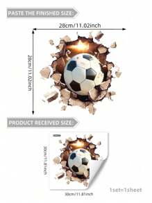 Adhesivo de pared con patrón de fútbol 3D, adhesivos, vinilo decorativo para decoración del hogar, artículos de decoración de primavera para renovar tu hogar, adhesivos de decoración de ramas