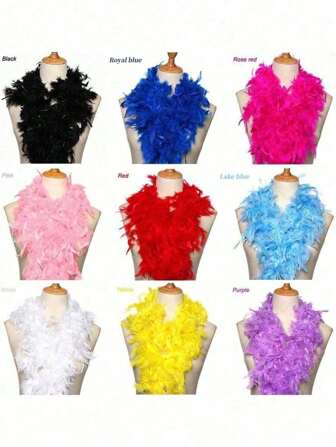 1/5 件人造彩色羽毛围巾 6.6 英尺女士羽毛围巾，适用于舞蹈婚礼派对万圣节、舞台装饰节日派对头饰配饰服装配饰、围巾装饰，适用于生日派对、万圣节、圣诞节、赛马、茶会、除夕夜、音乐会和家居装饰、舞蹈婚礼、舞台表演、狂欢节服装及配饰、派对用品，是送礼的理想选择