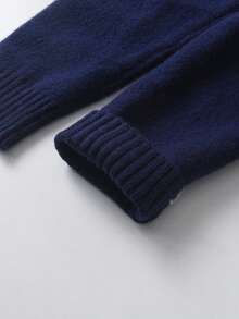 Tween Boys' Collegiate Striped Half-Zip Sweater, Small Stand Collar Knit Pullover Long Sleeve, Suitable For School, Everyday Wear, Spring, Autumn, Winter