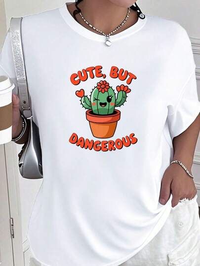 Cute But Dangerous Cactus Cactus Shirt All Premium-Shirt         Art Graphic Tees  Crop Tops Summer Outfits Women's-Shirt Summer Tops -Shirt