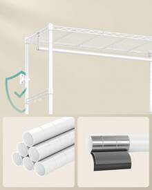 SONGMICS Clothes Rack, Heavy-Duty Garment Rack, Clothing Rack With Mesh Shelf, 2 Fabric Drawers, Hanging Rail, Hooks, Freestanding Portable Wardrobe Closet Rack - White - View 3