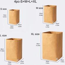 [2/3/4 包] 可洗牛皮纸储物袋 - 可折叠、可重复使用、抗撕裂，多用途收纳袋，适用于家庭、浴室、厨房和植物