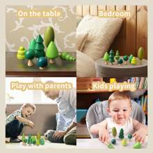 1 Set Wooden Forest Tree House Building Playset, Stacking Blocks Assembly Educational Toy,Baby Toys Wood,Doll House Wood,Educational Baby Toys