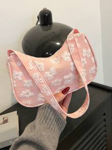 2025春夏新款轻薄面料单肩包，时尚简约休闲腋下包，白色纯色小手提包，适合日常使用、约会、送礼，适合年轻女性、大学生、上班族 - 彩色 - 查看 12