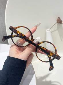 نظارة إطار دائري للنساء، نظارة زينة بعدسات شفافة جميلة قطعة واحدة