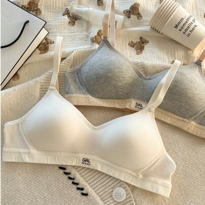 2 pezzi/set Reggiseni senza fili per ragazze, reggiseni imbottiti sottili e senza cuciture per studenti, reggiseni sportivi comodi e traspiranti