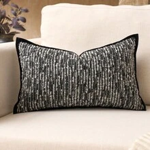 1pc/2pcs Luxury Decorative Pillow Cover, No Pillow Insert, Black & Gray Striped Boucle Geometric Texture, Suitable For Sofa, Living Room, Bedroom, Farmhouse, Also As Gift, All Seasons - Black and Gray Stripes - View 23