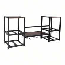 YUNRUX Wall-Mounted Wine Rack For Display, Industrial Shelf For Wine Bottles And Glasses - 棕色 - 查看 9