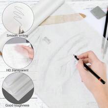 LJ Tracing Paper Roll 18 Inch X 30 Yards White Translucent Pattern Paper Trace Paper For Sewing Drawing Sketching LJ - 白色 - 查看 4