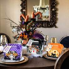 10/20 Packs Decorative Halloween Candy Treat Boxes Durable Goodie Wrapping Box Reusable Snack Packaging Container For Garden Indoor Halloween Trick Or Treat Party Favors Supplies