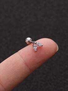 1 pieza Pendiente de joyería corporal de moda con clavo de oreja de acero inoxidable 316L y zirconia en forma de corona para perforación de hélix, concha y cartílago