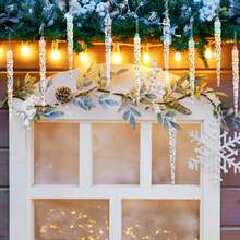 24个装圣诞冰柱装饰品，适用于圣诞树装饰，悬挂式亚克力水晶圣诞装饰品，5.1英寸透明塑料冰柱，适用于圣诞树，冬季仙境装饰用品，家居装饰，圣诞装饰，房间装饰，圣诞家居装饰，圣诞礼物，圣诞装饰 - 透明 - 查看 6