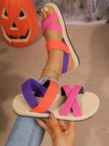 Leichte flache Sandalen in mehreren Farben, neue sommerliche Lässig Outdoor Strandschuhe mit EVA Schaumstoffsohle, leicht starr, schmale Passform, empfehlenswert eine Nummer größer für breite/dicke Füße zu bestellen