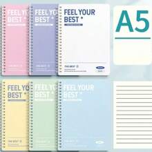 6 pièces Cahiers spirales de couleur macaron, format A5 de haute qualité, grande capacité pour la prise de notes en classe, fournitures scolaires de rentrée