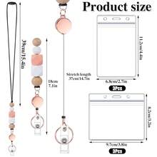 9 In 3 Set Retractable Lanyard For ID Badges, Teacher Lanyard With Badge Holders Beaded Cute Lanyards For ID Badges And Keys Teacher Appreciation Gifts Office Gift For Coworkers-885194