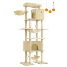 Feandrea XXL Tall Cat Tree, Multi-Level Tower With 4 Scratching Posts, 2 Hammocks, Perch, 2 Cat Caves, Anti-Tip Kit, Beige - Light Card Color - View 8
