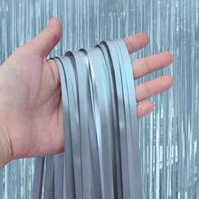 3 件装哑光浅蓝色流苏箔帘 - 3.3 英尺 x 6.6 英尺金属丝背景帘 - 蓝色流苏，适用于单身派对、新娘送礼会装饰、生日派对、照相亭 - 海岸主题、航海装饰、门廊及派对用品 - 彩色 - 查看 4