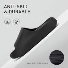 Cloud Slides For Women And Men, Platform Slides Slippers, Non-Slip Quick Drying Soft Lightweight Shower Shoes, Thick Sole Open Toe Slides Sandals For Indoor & Outdoor - 黑色 - 查看 3