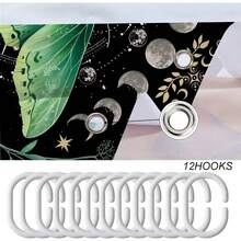 Bộ rèm tắm hình mặt trăng, chòm sao bí ẩn, chiêm tinh, lưỡi liềm màu be, Tarot, rèm phòng tắm polyester phù thủy kèm 12 móc, kích thước 60x72in, rèm tắm chống nước, có thể giặt bằng máy, kích thước 66x72in, rèm phòng tắm mềm mại kèm 12 móc, kích thước 36x72in, rèm phòng tắm khô nhanh, trang trí phòng tắm - Bướm xanh mòng két - Xem 4