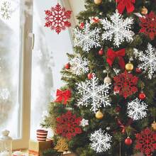15/30pcs Red White Christmas Snowflake Decoration,For Christmas Party DIY Home Hanging Decoration Snowflake - Multicolor - View 2