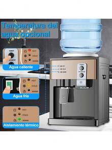 Dispensador de agua, dispensador de agua, dispensador de agua 3 en 1, agua caliente, fría y tibia, calentamiento instantáneo y rápido, temperatura constante automática, carcasa de acero inoxidable para evitar quemaduras, apagado automático antisecado, ahorro de energía, adecuado para botellas de agua de varios tamaños, base cerrada para evitar la contaminación del suministro de agua, mantiene limpia la fuente de agua, extraíble para limpieza, color champán, de alta gama, adecuado para cocina, encimera, dormitorio u oficina - Tipo de Enchufe A USA (110-127V) - Ver 6