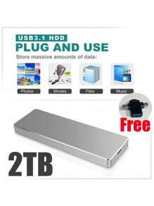 4TB/2TB Mobile SSD External Hard Drive - Ultra-Fast USB-C Portable SSD,  Ultra Large Capacity High Speed USB 3.0 Flash Drive, 2048GB, 4096GB, And 8gb Storage Options! Back To School - Mobile SSD - 查看 3