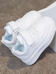 1 Pair Children's Fashionable, Comfortable, Minimalist Casual Sports Shoes, Suitable For Spring And Autumn - White - View 1