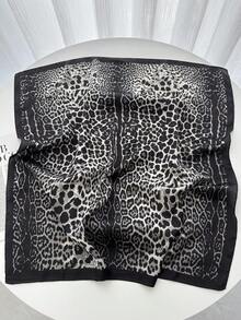 1条奢华品牌豹纹围巾，女士仿丝围巾，休闲百搭装饰小围巾 - 紋 - 查看 3