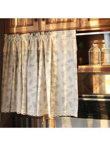 1pc Nordic Style Leaf Pattern Decorative Short Curtain - Multicolor - View 14