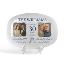 定制周年纪念照片拼盘、个性化婚礼纪念品、情侣姓名和日期托盘、传家宝装饰