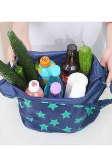 3/1pc Foldable Shopping Bag, Large Capacity, Foldable, Portable, Fashionable, Waterproof, Durable, Reusable Polyester Tote Bag, Unique Design, Large Capacity Shopping Bag, Suitable For Supermarket Shopping, Travel, Vegetable/Fruit/Furniture/Toy Storage, Display Storage Bag, Portable Storage Pouch, Reusable Polyester Shoulder Bag