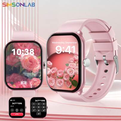 SIMSONLAB Smartwatch deportivo con pantalla TFT HD de 2,01 pulgadas, BT5.4 con talla grande de 100 modos deportivos, emparejamiento con un solo clic, pantalla ultra delgada de 2,5D, reloj ligero para mujer, control de música y otras funciones, regalo de moda
