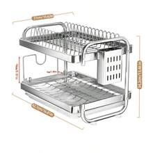 Stainless Steel Rust-Proof Dish Rack, 2-Tier Cutlery Utensils Bowl Plate Drying Rack, Silver - Portable, Easy To Clean, - Ideal For Home And Commercial Use! - Stainless Steel - View 10
