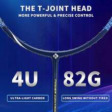 KUMPOO Raqueta Badminton Profesional, Raqueta de Bádminton Ligera Hecha de Fibra de Carbón, Juego de Raqueta de Bádminton con Cinta para Empuñadura y Bolsa de Cubierta, KC Raqueta Badminton - KC-23-negro naranja - Ver 10