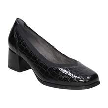 PITILLOS | Damen Pitillos High Heel Schuh - Schwarzer Leder Loafer - Lackleder - Slip-On - Leder - Bequemer mittlerer Absatz - Elegant - Hochwertig - Kombinierbar - Modell 10820 - Schwarz - Übersicht 2
