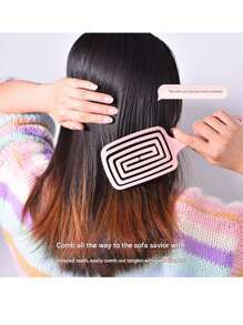 1支双功能空心梳，干湿两用 - 轻柔按摩设计，ABS塑料手柄，适合所有发质，减少打结和毛躁，改善头皮健康，是理想的小礼物，居家必备，日常使用，方便旅行携带，空心圆梳，带蓬松按摩齿的时尚美发造型梳。