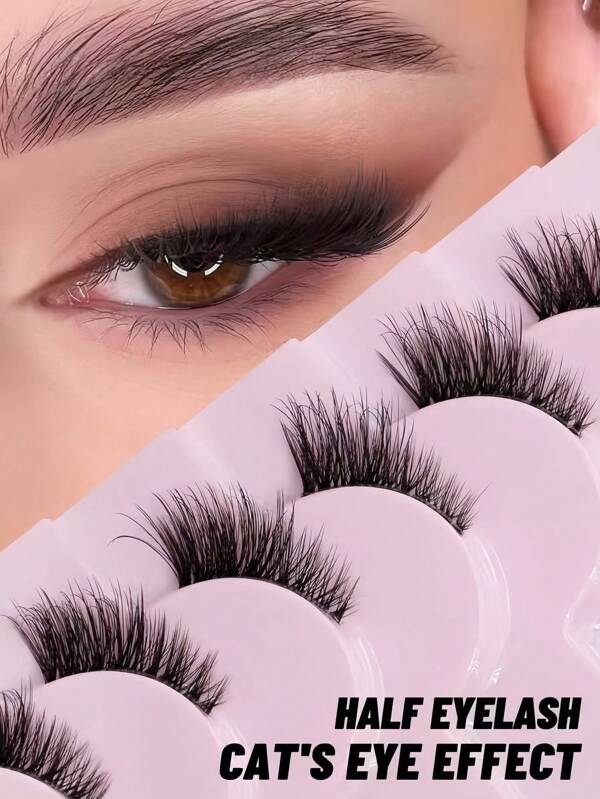 10 Pairs Half Lashes Clear Band Eyelashes Cat Eye False Eyelashes Short Soft 3d Faux Mink Eyelashes Soft Natural Makeup(10B-1)