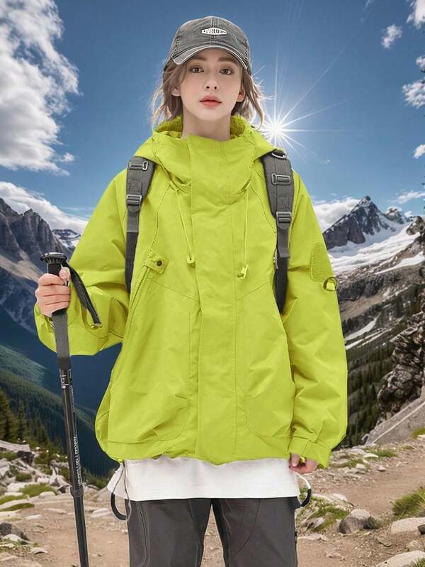 Chaqueta cortavientos de mujer para otoño, impermeable, ligera, de corte holgado, para exteriores, con mangas largas y capucha, ropa de mujer para primavera