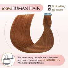 Tape In Hair Extensions Color #33 Dark Auburn 16-26Inch 50 Gram Remy Human Hair Extensions Sided Seamless Skin Weft Soft Silky Straight Remy Hair For Fashion Women 20 Pcs/Package - S33 - 查看 6