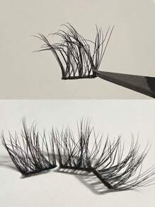 100pcs/Set 11-13mm C Curl 3D False Eyelashes, High Volume DIY Eyelash Extension, New Natural Anime Cosplay Reusable Lasheslash Clusters,Eyelash Clusters,Individual Eyelashes,Lashes,Fake Lashes - C - View 4