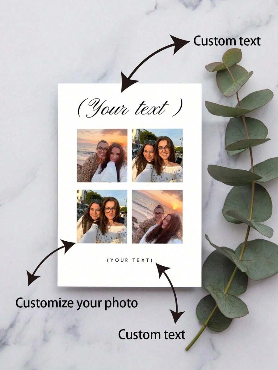 1pc Personalized Greeting Card, Customizable With Couple Photos, Creative Couple Design, Suitable For Birthday, Anniversary, Graduation, Wedding, School Opening, Back To School, Custom Gift For Him/Her, Family, Friends, Thoughtful Gift