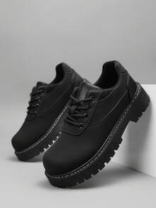 男士巴黎圆头休闲鞋，厚底增高鞋黑色哑光德比乐福鞋 Old Money Chic 秋季 - 復古款 - 查看 14