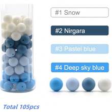 Silicone Beads 9/12/15mm Gritty Transparent - 105pcs DIY Jewelry Making Beads For Bracelets, Necklaces, Keychains, Shockproof & Durable Craft Beads