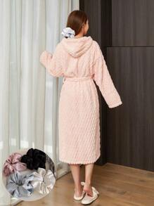 Coral Fleece Hooded Bathrobe, 3d Tortoise Shell Texture, Soft, Comfortable And Absorbent Home Wear RobeWarm Winter Decora