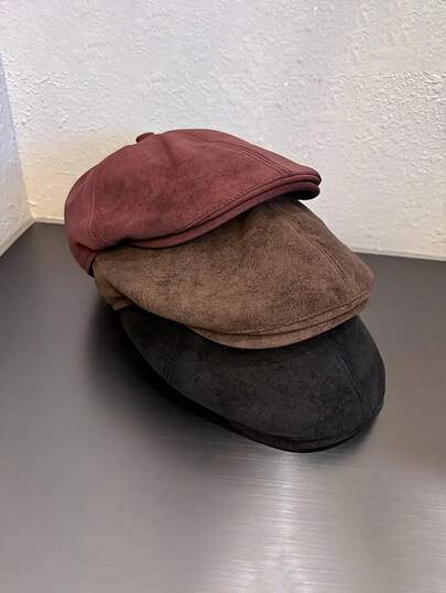 Unisex Classic Newsboy Cap, Minimalist Lightweight Flat Top Hat, Casual British Style Artist Cap, Round Hat