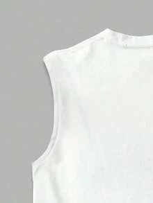 Women's Fitness Tank Top Cotton Blouse Soft Mesh 100% Cotton Gym Fashion Walking - 白色 - 查看 2