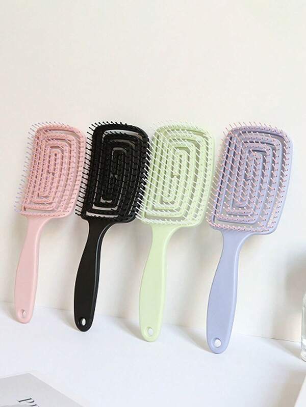 1pc Dual-Function Hollow Comb, Suitable For Wet & Dry Use - Gentle Massage Design, ABS Plastic Handle, Suitable For All Hair Types, Reduces Tangles And Frizz, Essential For Home, Daily Use, Convenient For Travel, High-Quality Hollow Circular Comb, Must-Have For Young Girls