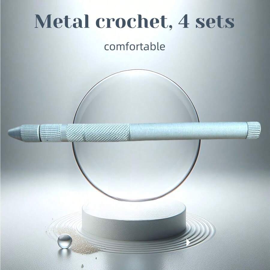 Kit de mango ergonómico de ganchillo de metal, ganchillo de agarre completo, aguja de tejer, con cuatro accesorios de aguja