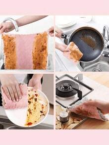 10/5/1pcs Stainless Steel Power Scrubbing Cloths – Ultra-Tough, No-Scratch Mesh Obliterates Burnt-On Grime From Cookware, Counters & Ovens, Rinse-Clean & Re-Dishwash For Endless Muscle – Back-To-School, Fall, Christmas Ready - Multicolor - View 8